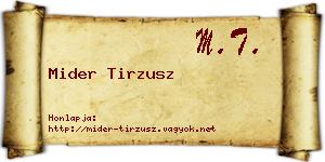 Mider Tirzusz névjegykártya